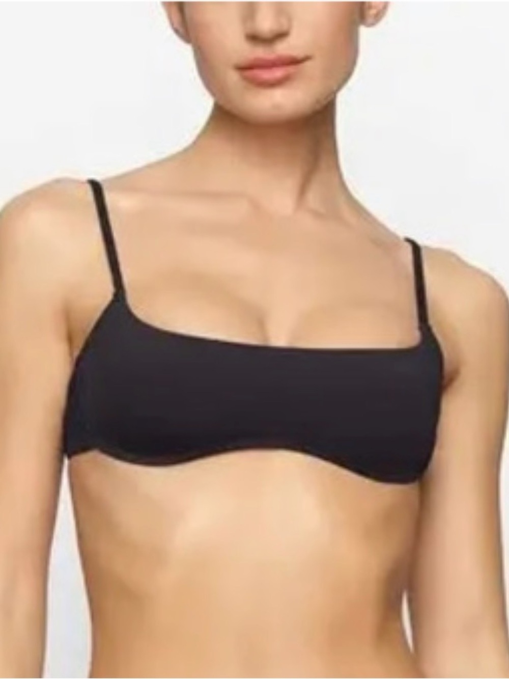 SKIMS Signature Swim Micro Scoop Bikini Top Onyx Black NWT XL